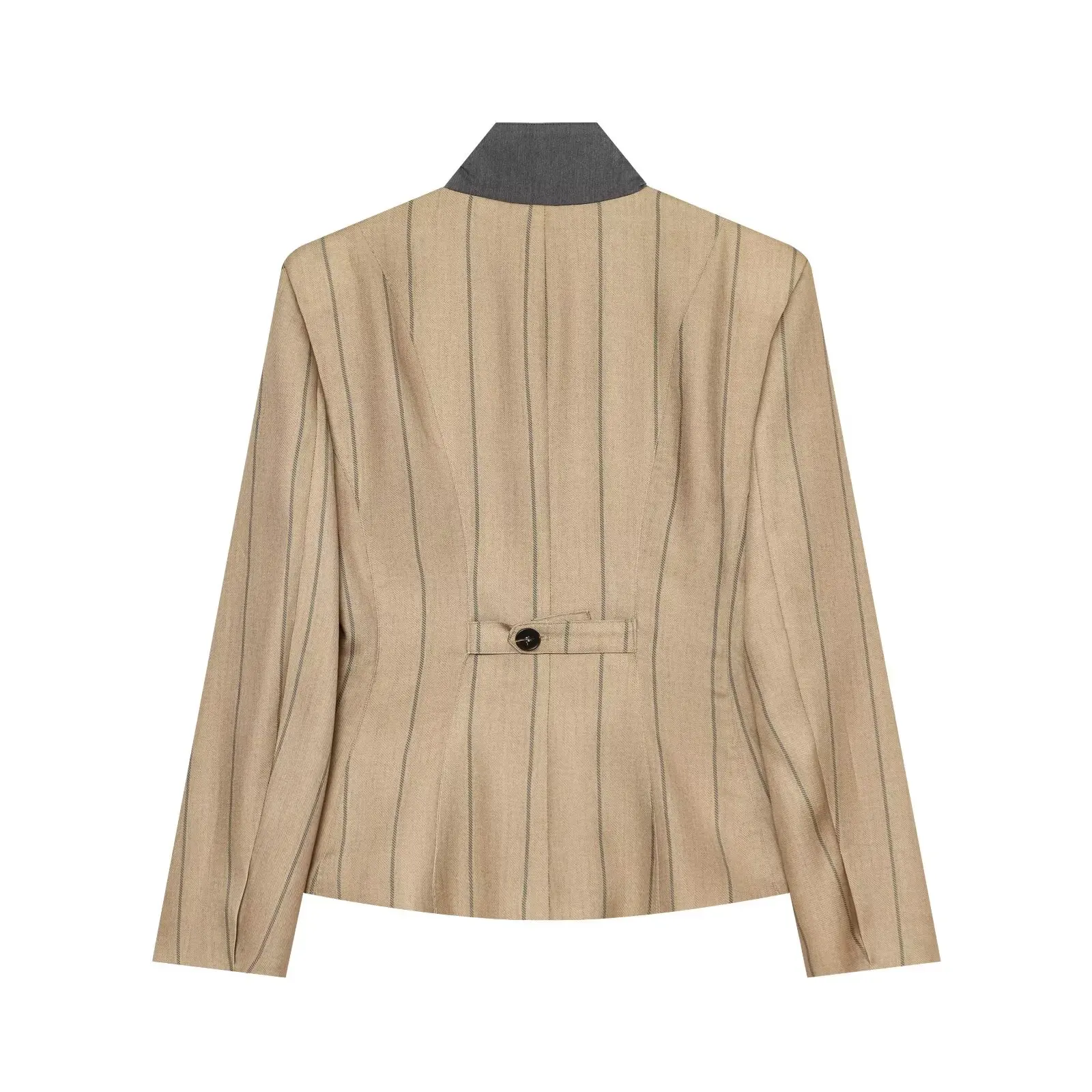 Women 2026 Vintage Striped Slim Blazers Early Fall Fashion Elegant Commute Blazers Office Lady Chic High Street Blazers