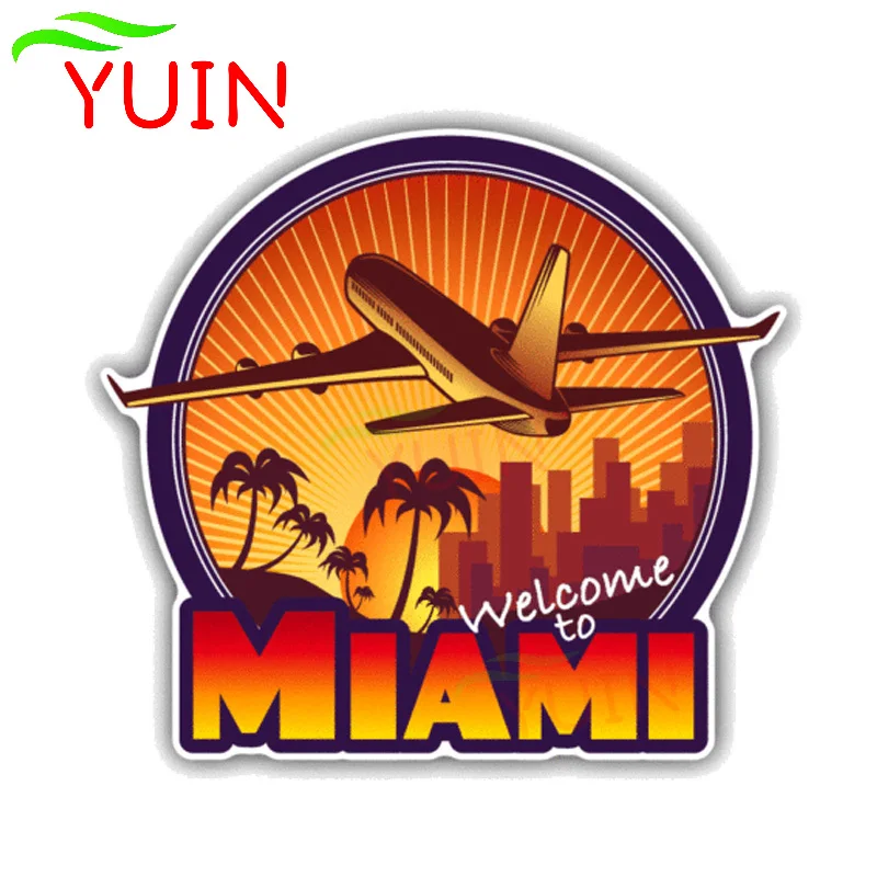 Welcome To Miami Travel Car Sticker Fashion PVC Bumper Graphic Decoration Cars Accessories High Quality Waterproof Decal 13*12cm