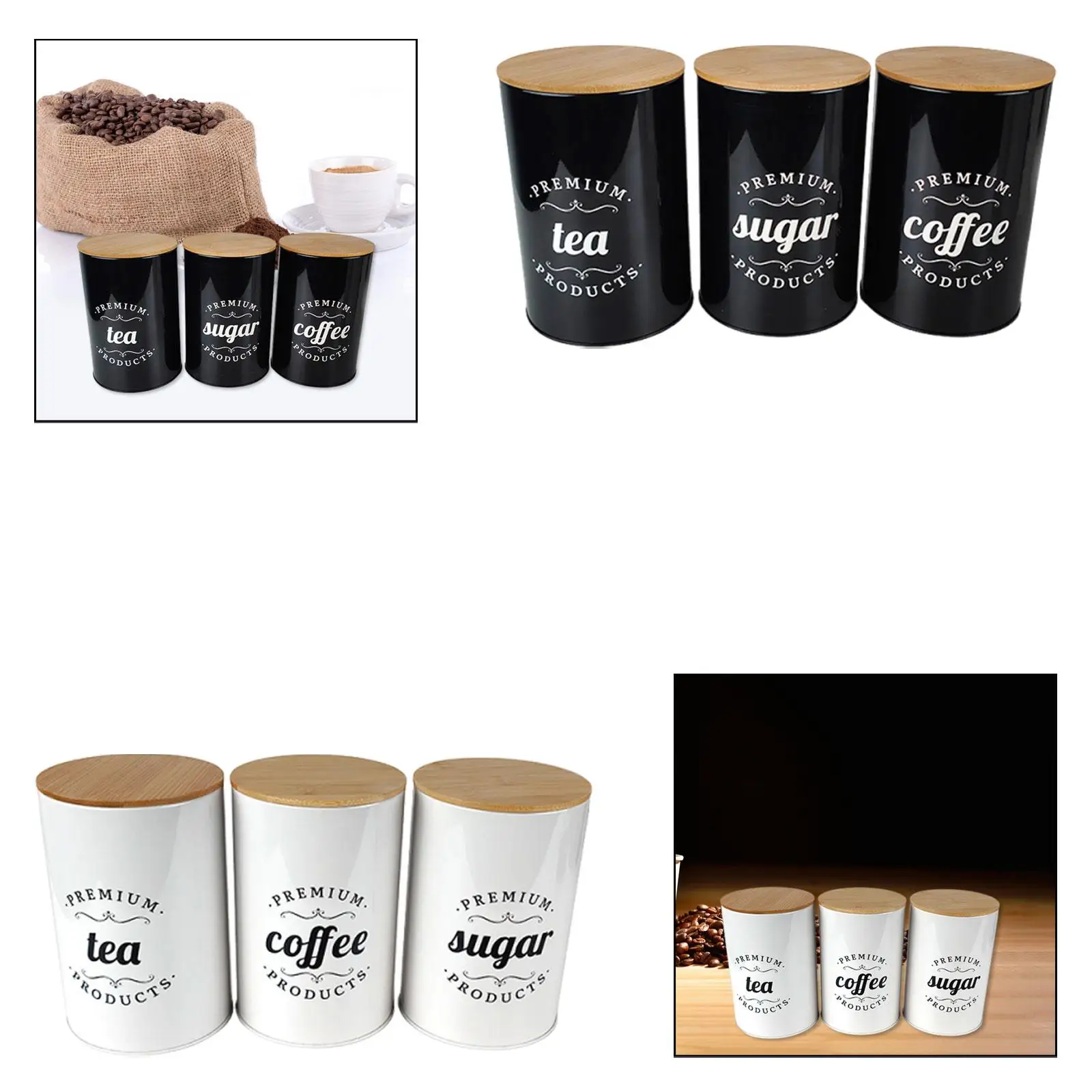 

Набор жестяных банок для хранения кофе, чая и сахара с крышками, герметичные контейнеры для продуктов для организации пространства в столовой