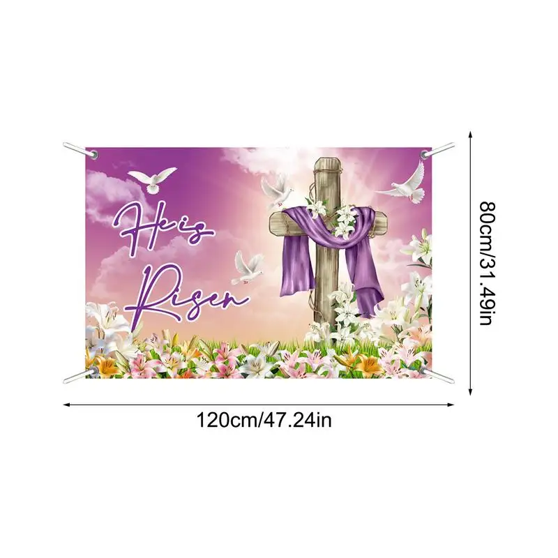 Easter Backdrop For Photography Large He Is Risen Backdrop Waterproof Holiday Flag Decorative Photography Background For Church