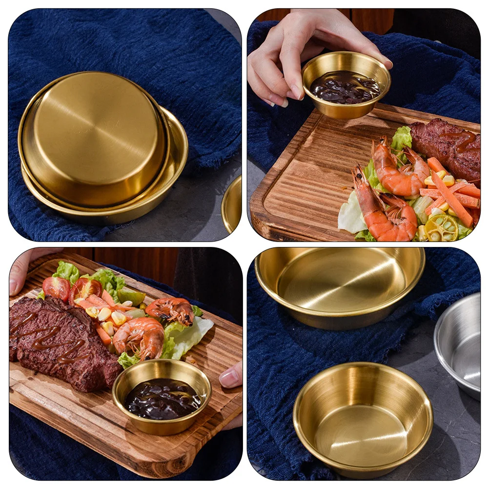 

2pcs Stainless Steel Dipping Dishes Sauce Bowls For Home Restaurant Use Washable Spice Bowl Ketchup Holder Soy Sauce Container
