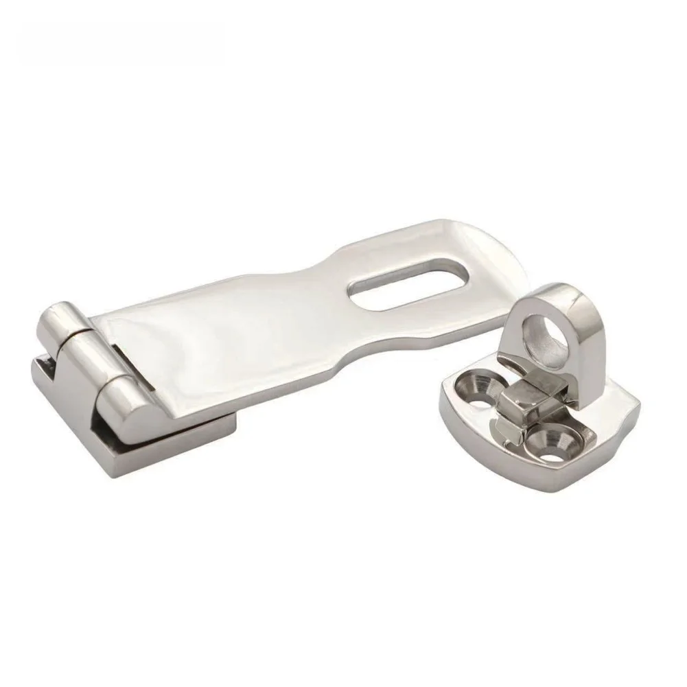 316 Stainless Steel Marine Door Latch Hasp Lock with Rotating Hook for Yacht Boat Hatch and Storage Compartment