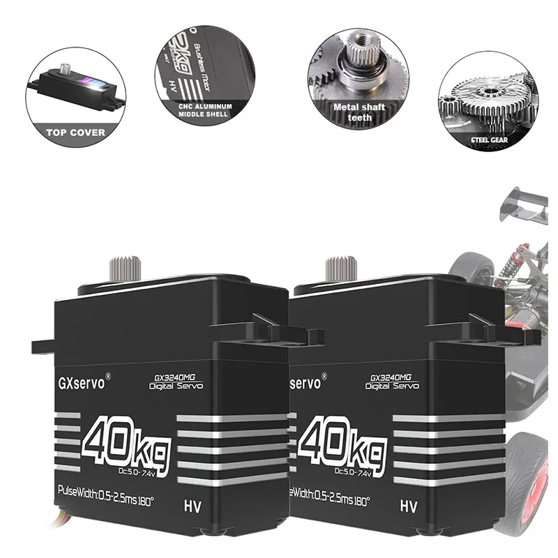 

40KG Digital Servo High Torque Metal Gear IP67 Waterproof 180/270 Degree for 1:8 1:10 TRX6 Scx10 RC Crawler Car Robot YP3240MG