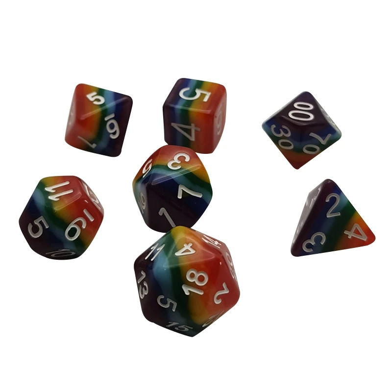 

7Pcs Resin Multi-faceted Tabletop Role Playing Gameing Dices Polyhedral Shapes D5QD