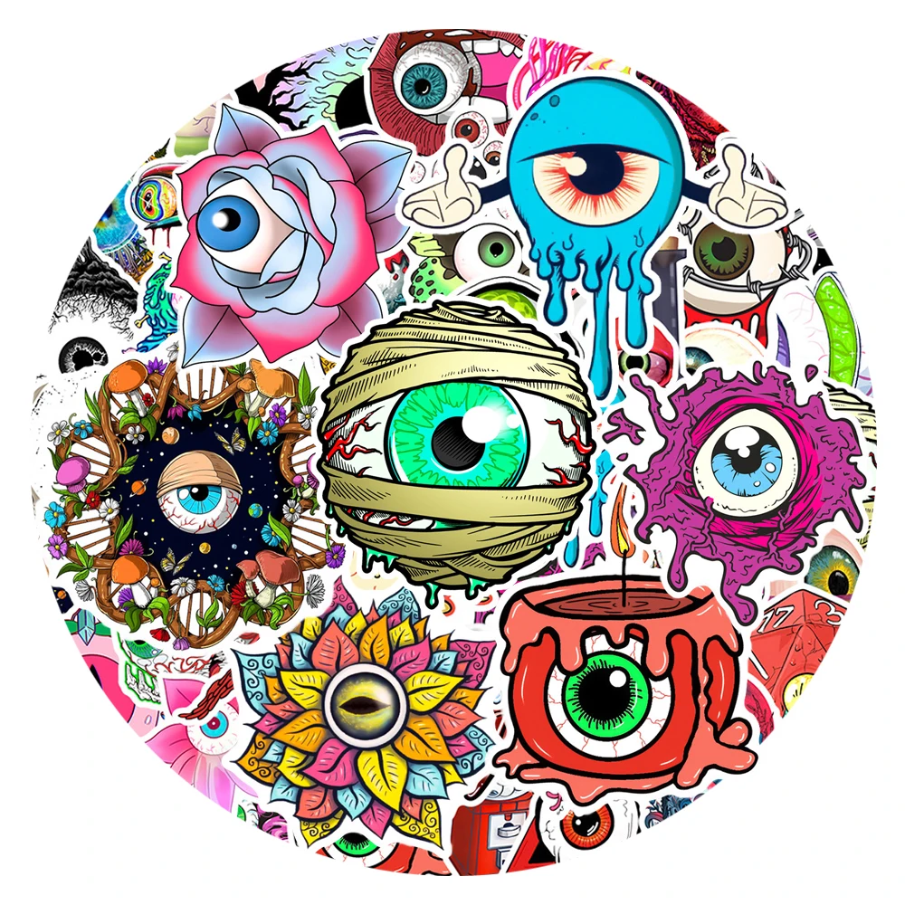 10/30/50pcs Evil Horror Oogbol Cartoon Stickers Cool Halloween Graffiti Sticker DIY Bagage Telefoon Laptop Decals decoratie Speelgoed