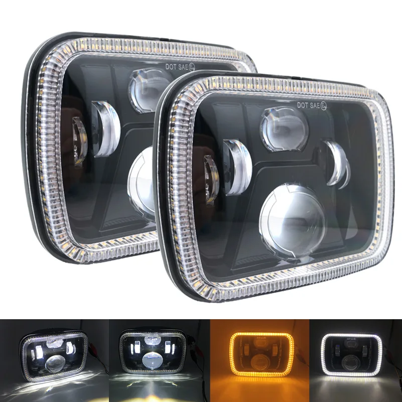 For Car 5X7Inch Square Headlights LED Car Lamp Off-road Jeep Wrangler Cherokee XJ Wrangler YJ High/Low Beam Square Led Headlight