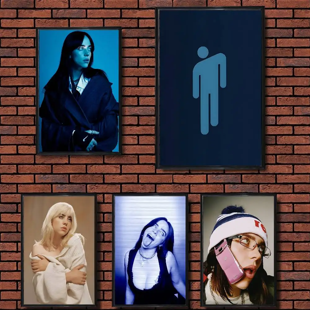 HIT ME HARD AND SOFT Billie Eilish Poster Trendy Wall For Coffee Office Bar Decoration Best Gift Sticker Printed On PP Paper