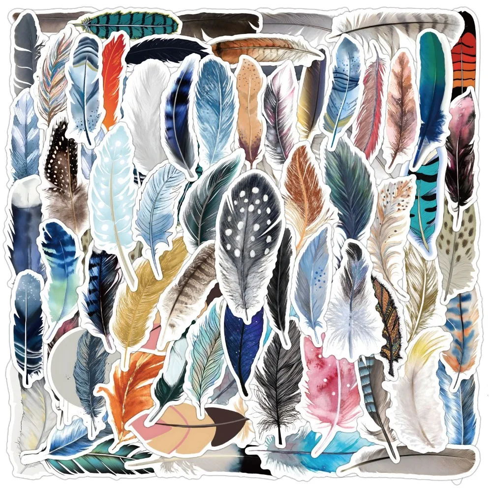 10/60Pcs Bird and Feather Aesthetic Stickers for Suitcase Phone Stationery Sticker DIY Scrapbooking Hand Account Wall Material