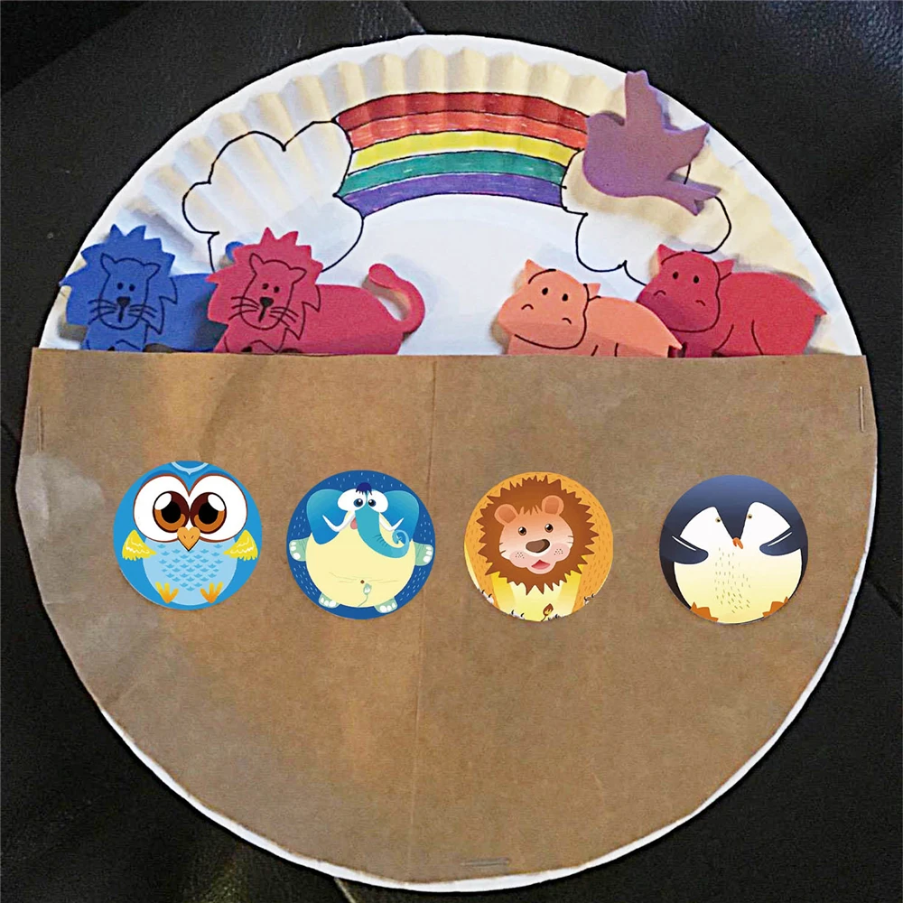 100-500 피스 만화 동물 스티커 8 디자인 1 인치 씰링 라벨 스티커 교사를 위한 문구 스티커, 어린이 문구류