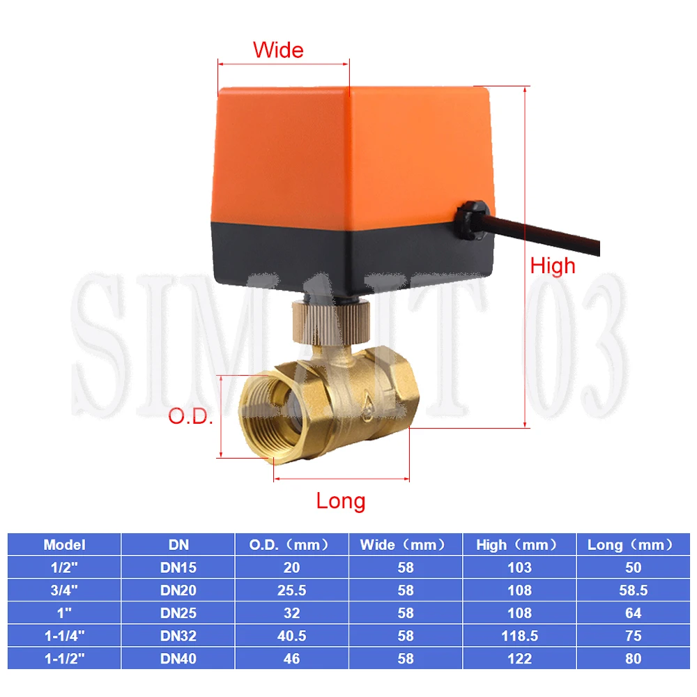 

Латунный двухходовой моторизованный шаровой кран 1/2" 3/4" 1" DN15/DN20/DN25, трехпроводной, двухпозиционный, электрический соленоидный клапан 220В AC 12В DC