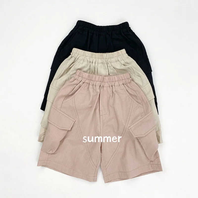 2026 Spring Summer Kids Harem Pants 1-6T Cute Solid Sack Boys Five Quarter Pants Children Elastic Waist Girls Workwear Short