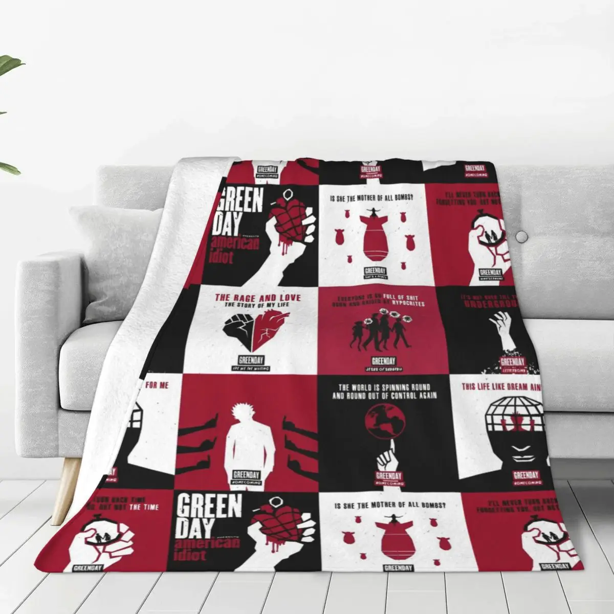 Green Day Punk Rock Music Blanket Flannel Awesome Warm Throw Blankets for Bedding Lounge Spring/Autumn