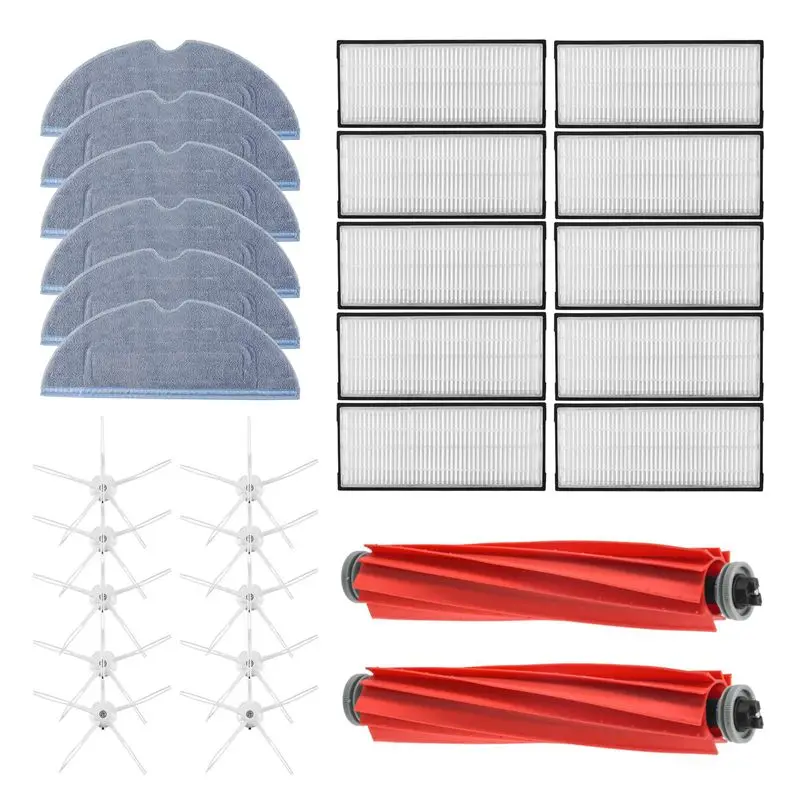 

Запчасти для робота-пылесоса Roborock S7 T7S: HEPA-фильтр, съемная резиновая основная щетка/крышка, салфетка для влажной уборки, боковая щетка.