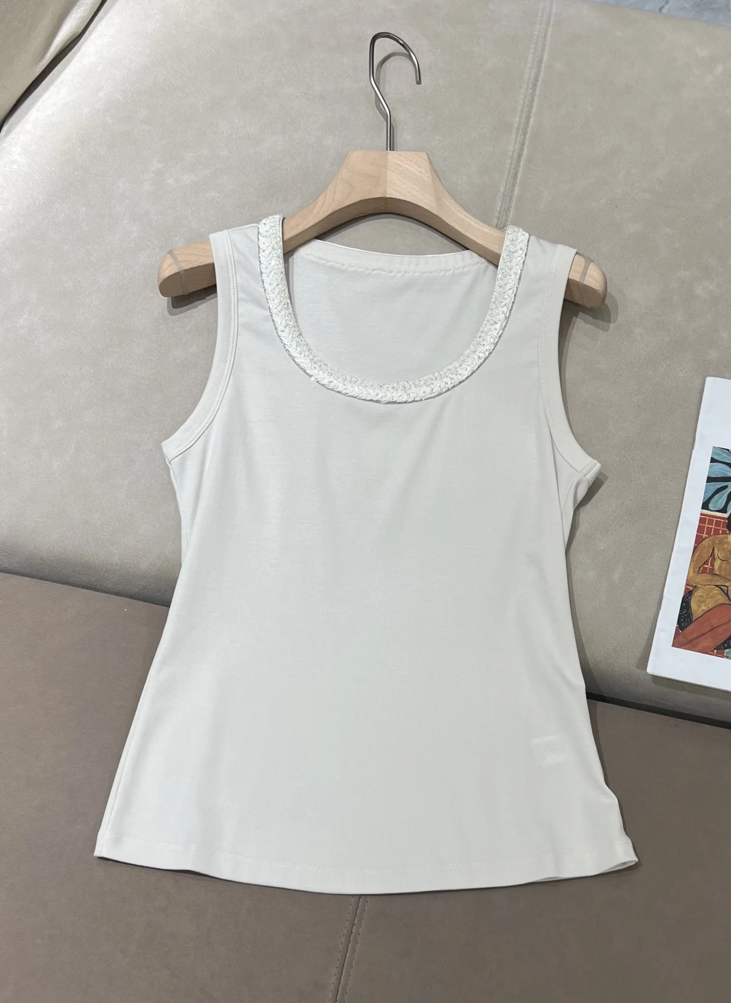 

Women's 2026 Spring/Summer New Arrivals: U-Neck Tencel-Cotton Vest — Sleeveless Knitted Base Layer Top
