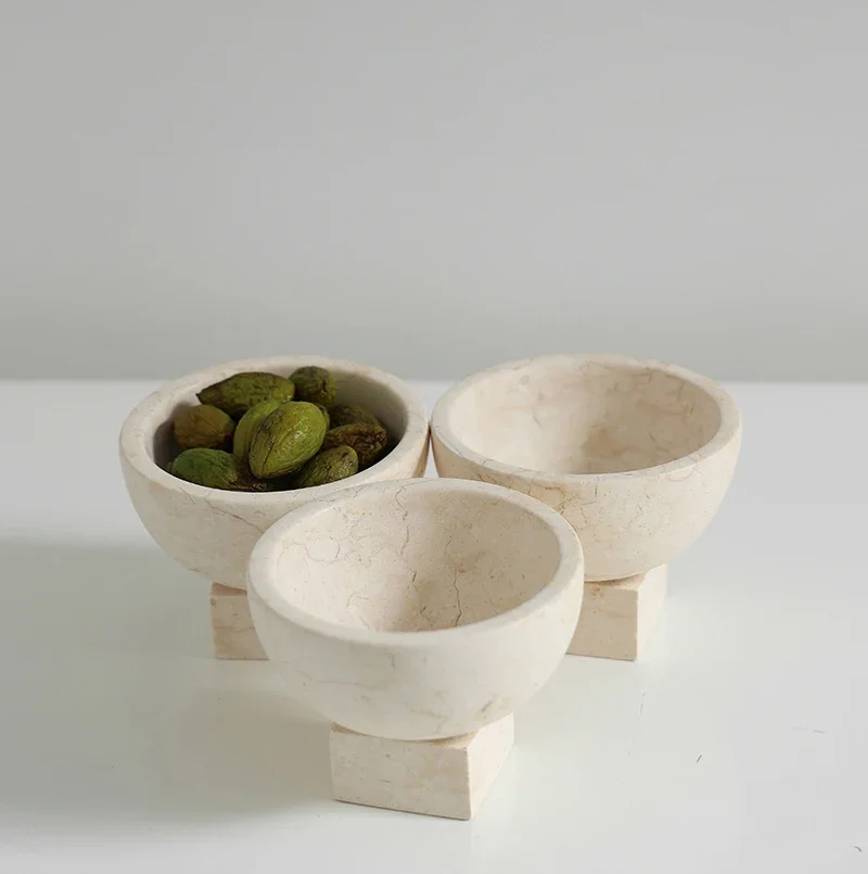 French small tray, natural stone marble fruit plate, antique style, living room table top ornament, bedroom jewelry storage