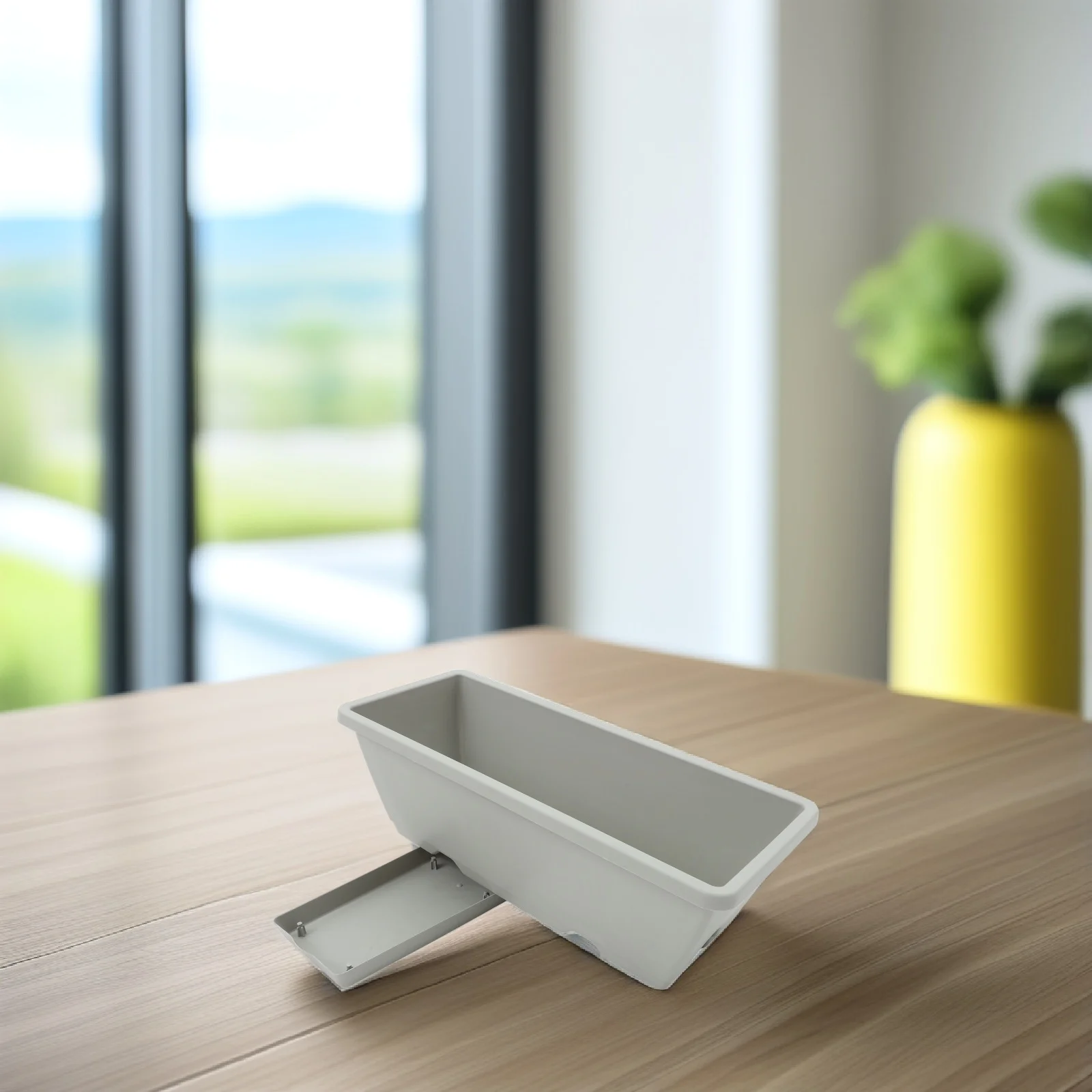 

4 set Large Rectangular Flower Planting Trough Pots Plastic Resin Garden Planter Vegetable Growing Holder Lightweight Durable