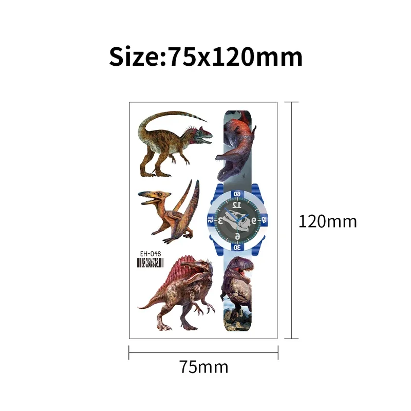 Временная татуировка с изображением динозавра из мультфильма, детская татуировка для лица, руки, наклейки, 3D динозавр, поддельная татуировка, боди-арт, водонепроницаемая татуировка для девочек и мальчиков