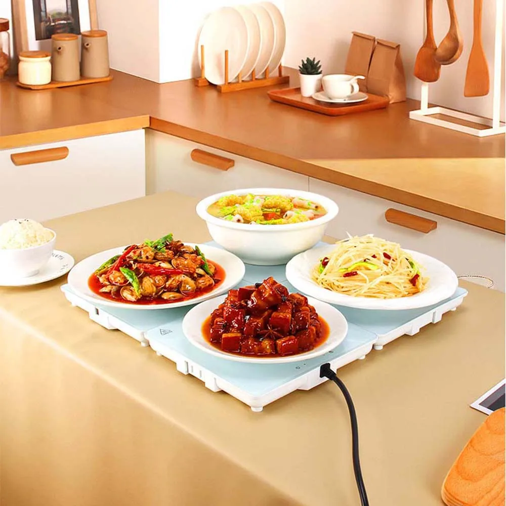 Square hot dish plate, multifunctional heating plate, household insulation plate, foldable and splicing heating plate