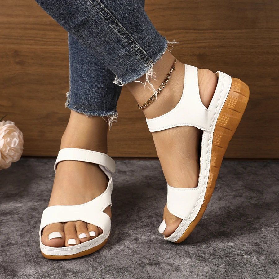 Damen Sandalen Neue Sommer Strand-Sandalen Damen Absatzschuhe Sandalias Casual Keilabsatz Schuhe Sommer-Schuhe Weiche Absatz-Sandalen für Frauen