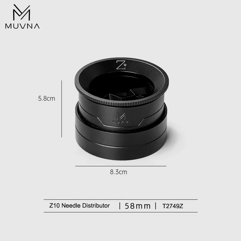 MUVNA Z10 2-in-1 Rotating WDT Needle Coffee Distributor With Dosing Funnel Adaptive Height Z-Shaped For 58MM Portafilter Barista