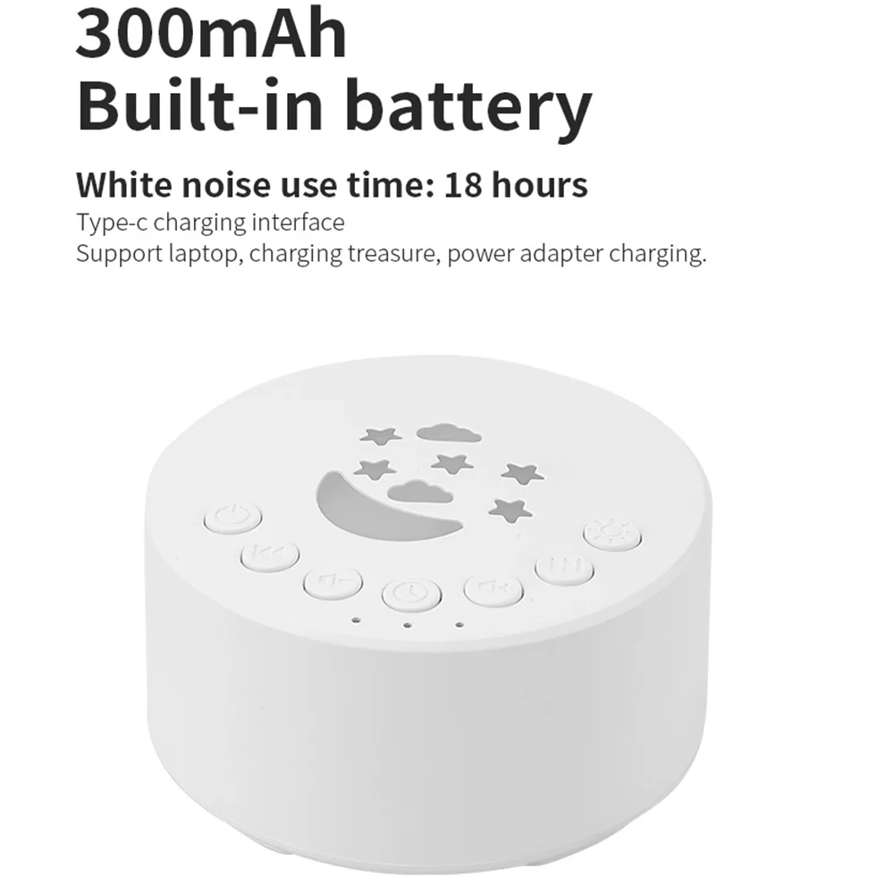 Baby Sleep Machine Desktop White Noise Sound Machine for Baby Sleeping 18 Soothing Sounds 15/30/60min Timer Colorful Night Light
