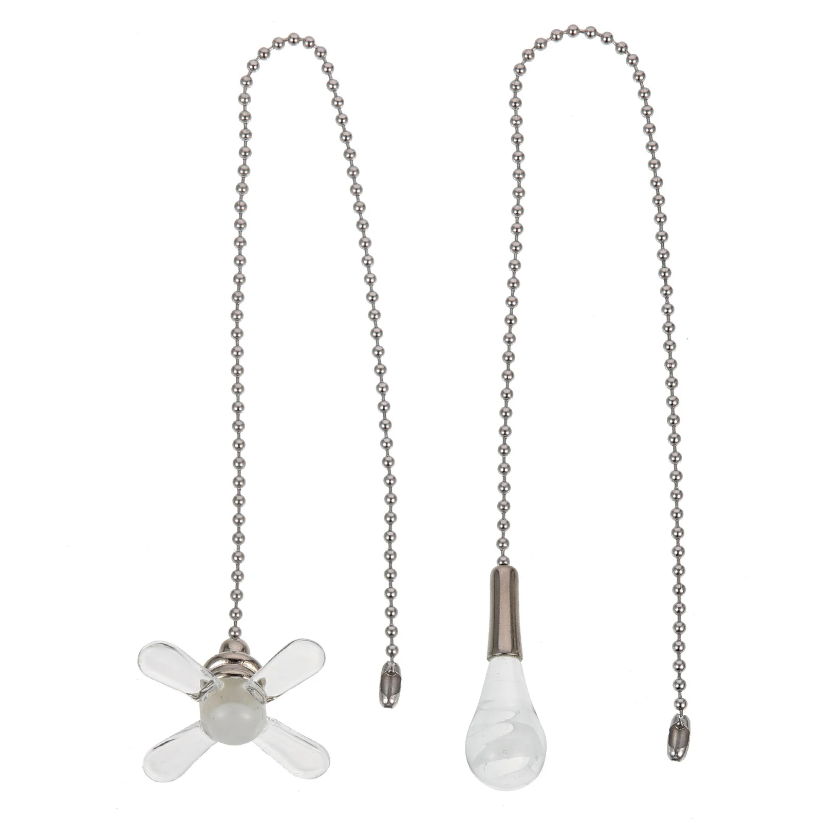 

2Pcs Ceiling Fan Pull Chains Glass Iron Decorative Pull Chain Extension for Ceiling Lights Fan Controls Home Interior