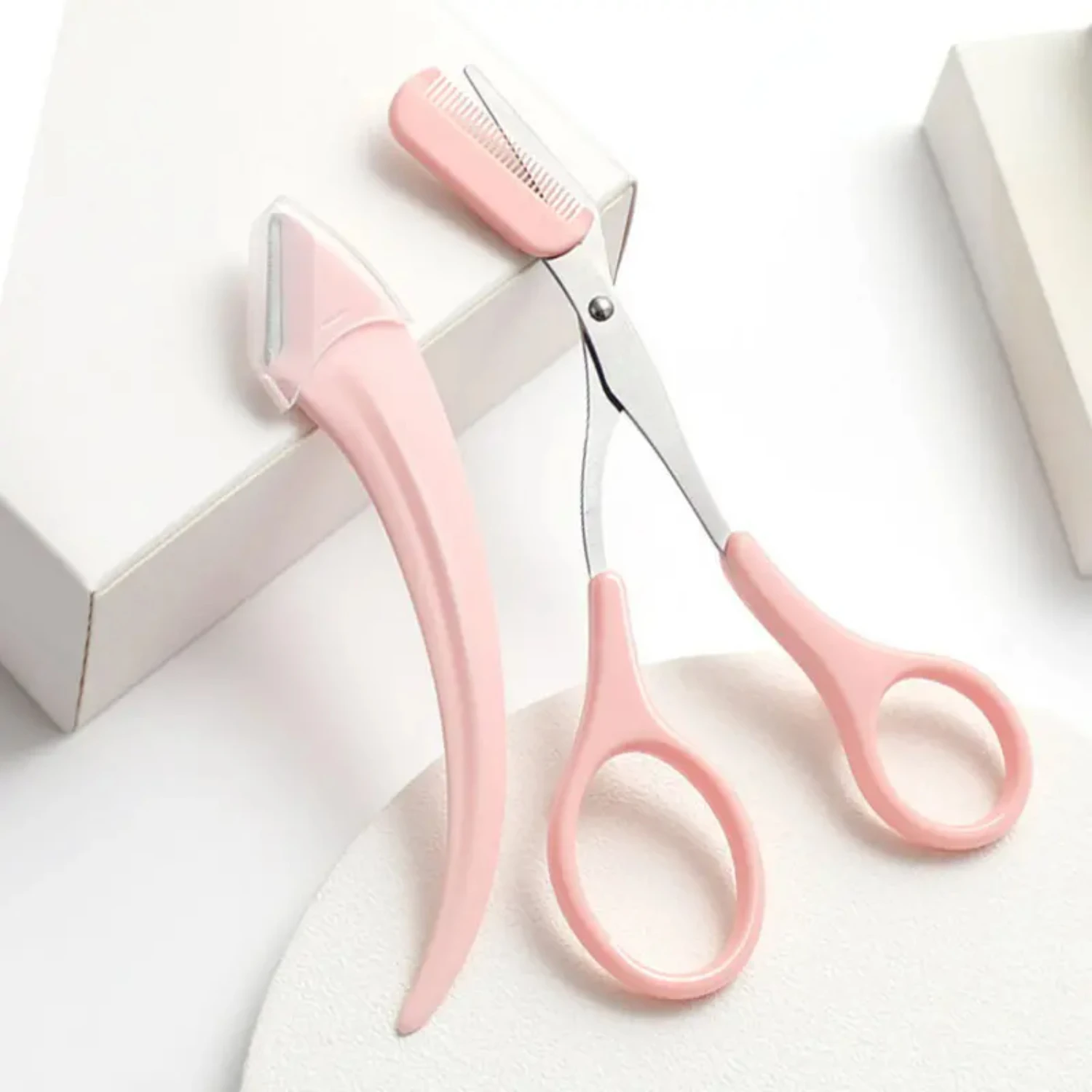 Curved Eyebrow Trimming Scissors with Comb for Precise Grooming and Shaping - Professional Stainless Steel Eyebrow Scissors for 