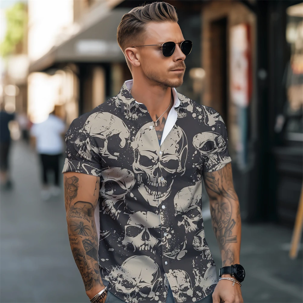 Vacation short-sleeved shirt 2024 new fashion cool printed beach casual Hawaii trendy men\'s cardigan top breathable affordable