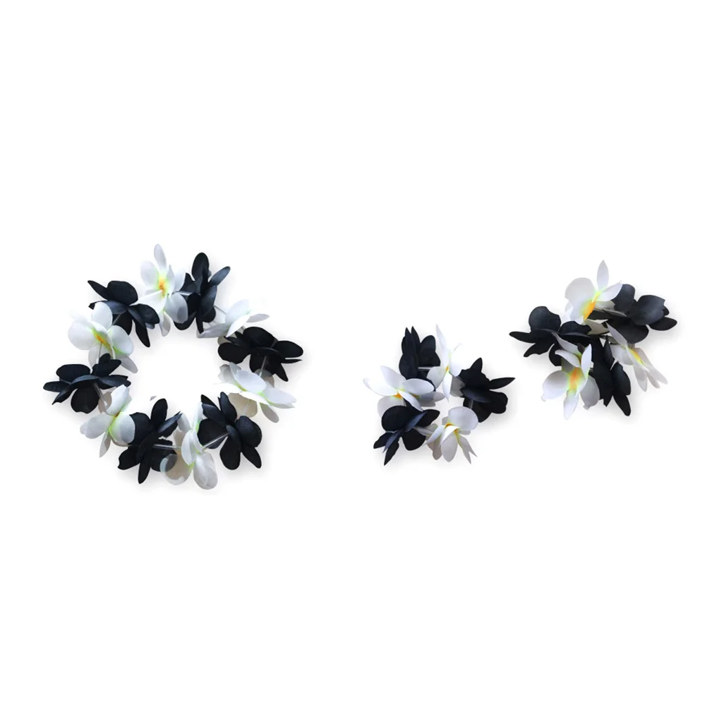 

4Pcs Party Garland Artificial Flower Set Hawaiian Lei Wreath for Festival Travel Costume Summer Luau Celebration Jewelry