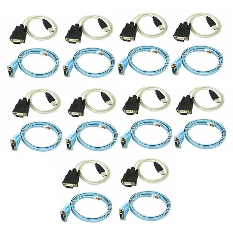ABRI-10X RJ45 Network Cable Serial Cable Rj45 To DB9 And RS232 To USB (2 In 1) CAT5 Ethernet Adapter LAN Console Cable