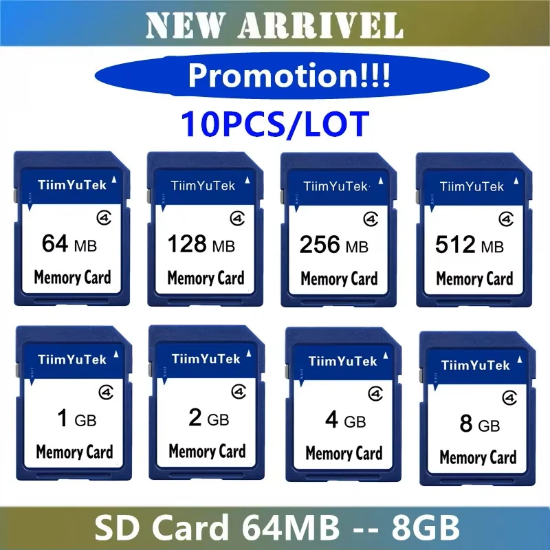 Hot sale!!! 10pcs /lot SD Card 16GB 128MB 256MB 512MB 1GB 2GB 4GB 8GB SD Memory Card Secure Digital Flash SDHC Card Standard