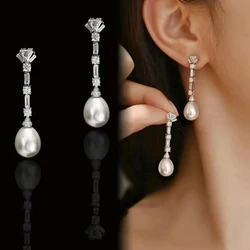 MeiBaPJ 10-11mm Natural Rice Pearls Fashion Drop Earrings Real 925 Sterling Silver Fine Jewelry for Women