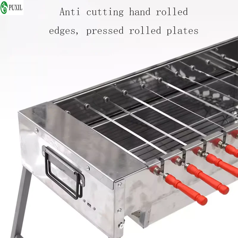 Automatic rotating charcoal grill front charcoal extraction box, suitable for various flat bamboo