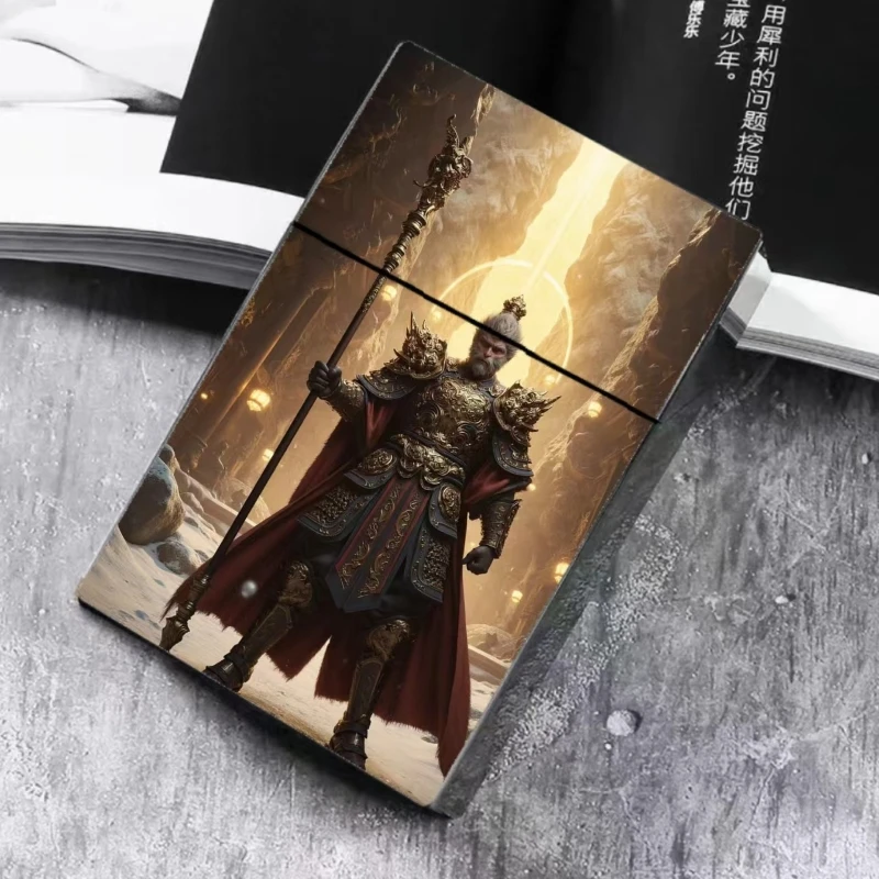 

Monkey King Cigarette Case Auto Press Open - 9 Styles Black Myth Wukong Theme, 20 Capacity ABS Plastic, Gamer Gift Collection