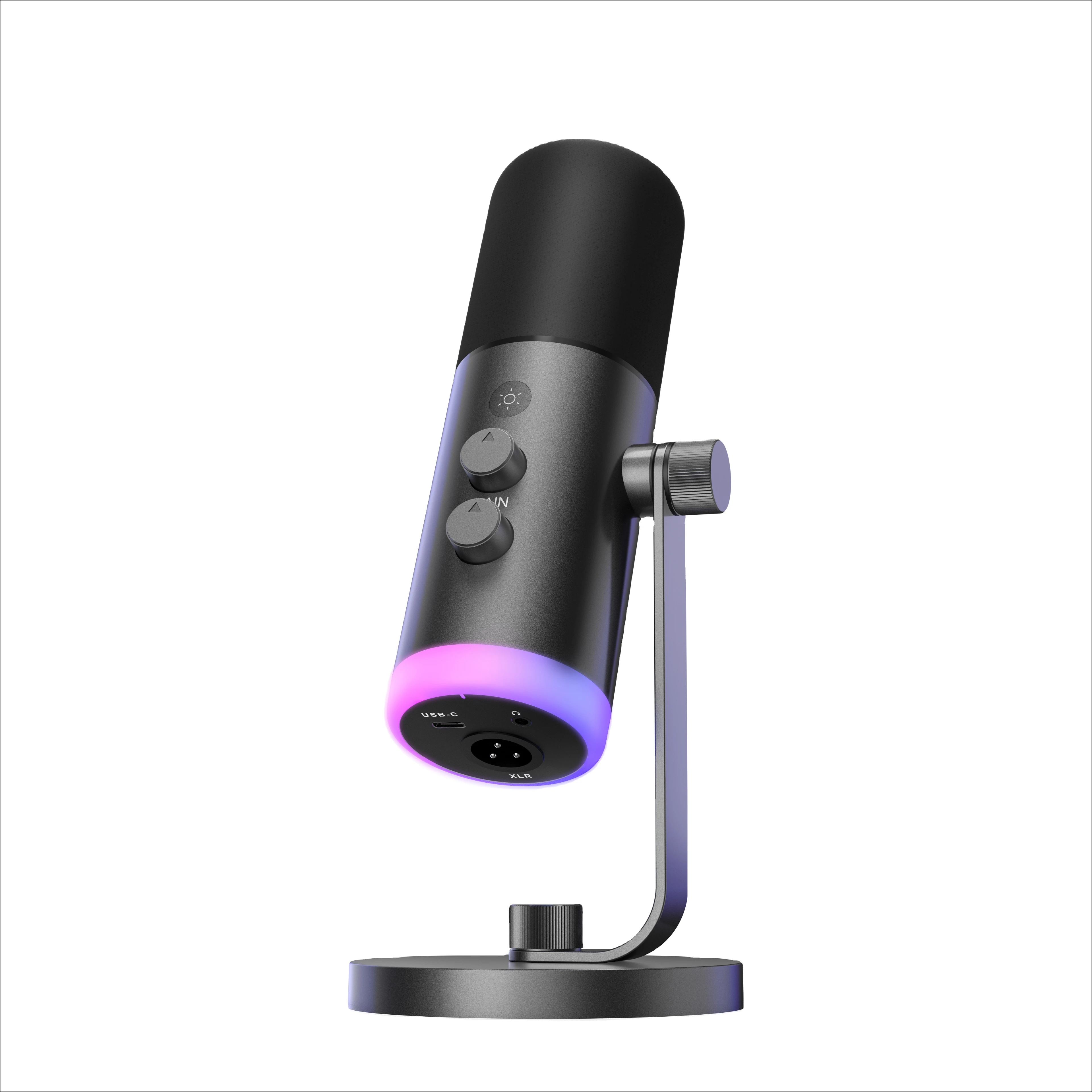 Dynamic Podcast Game Microphone with RGB Control for Professional Audio Devices