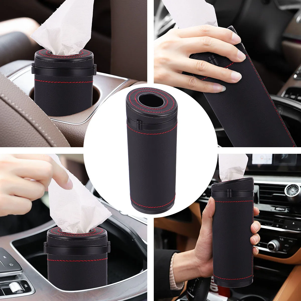 

1Pcs Car Tissue Paper Box Round ABS Holder Napkin Dispenser Paper Towel Storage Container Tissue Container