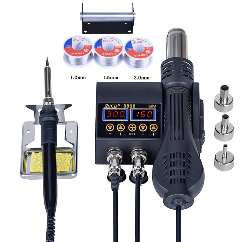 Jcd 2 In 1 8898 Soldeerstation 750W Lcd Display Rework Lassen Station Voor Mobiele Telefoon Bga Smd pcb Ic Reparatie Soldeer Gereedschap Tin