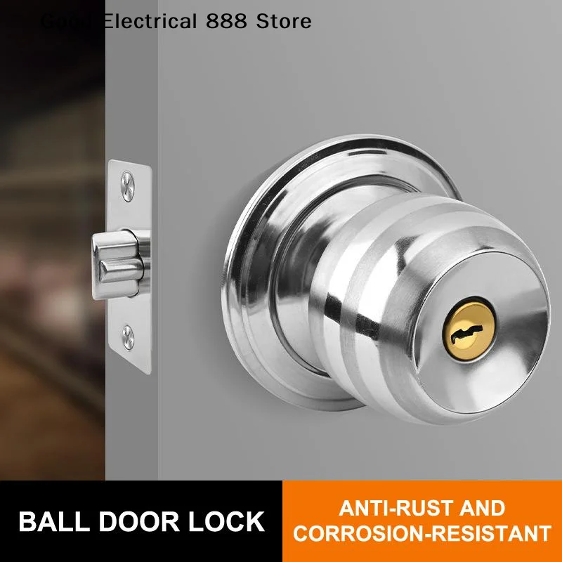 【G】Keyed Entry Door Knob with Lock Round Door Knobs Stainless Steel Interior and Exterior Door Lock for Bedroom Bathroom