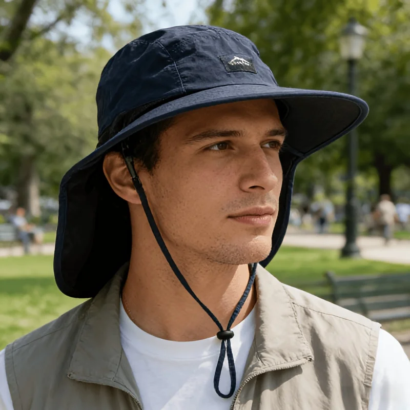 Men's Wide Brim Sun Hat - Waterproof UV Protection Safari Bucket Hat for Fishing Hiking Climbing Summer Outdoor