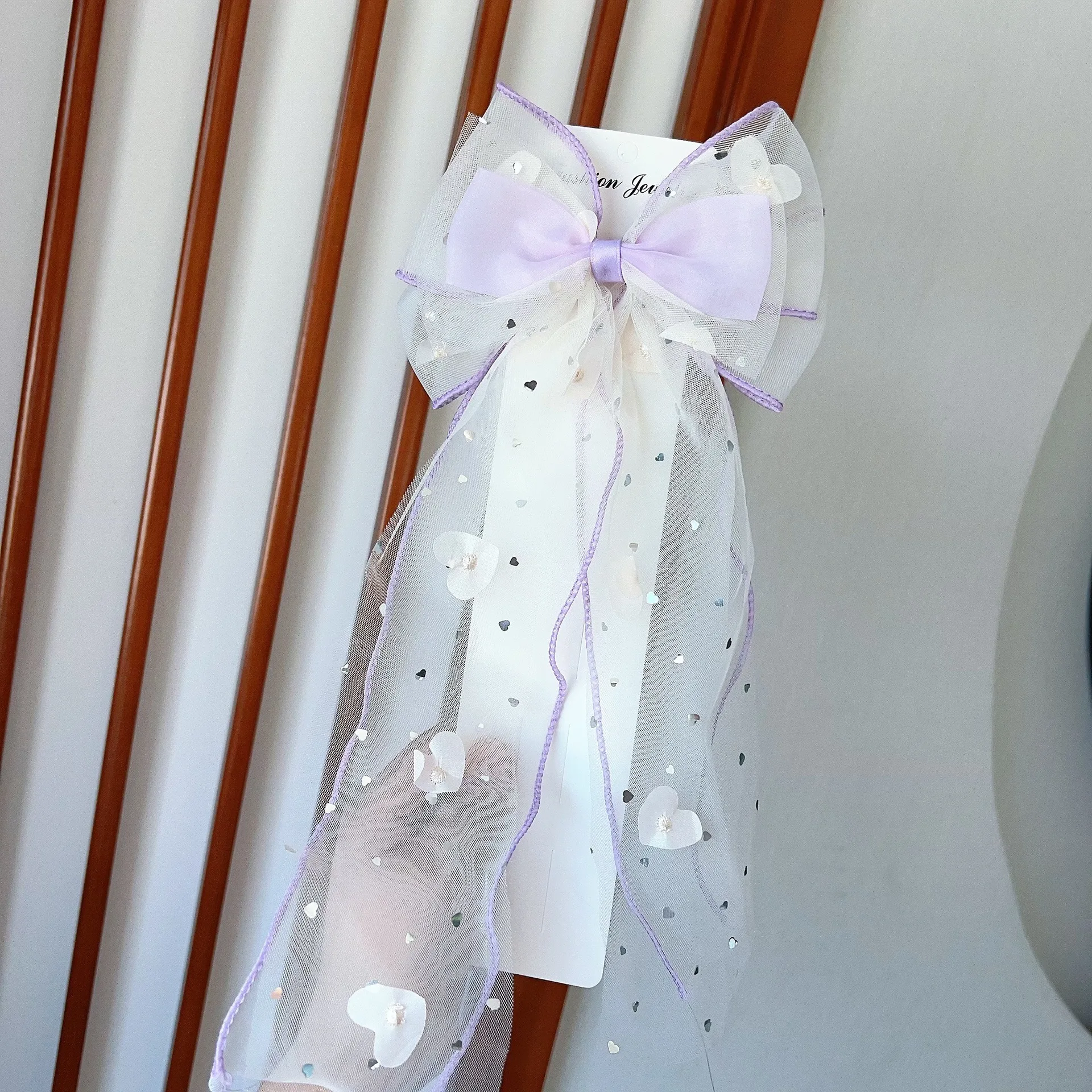 Accesorio para el cabello con lazo de malla, Pinza para el cabello infantil, Pinza para el cabello de princesa, Diadema de cola de caballo de hada para niña, Pinza superior