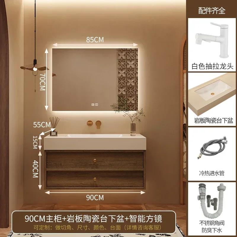 

TP-25 rock slab hot bending seamless integrated basin bathroom cabinet combined bathroom washbasin sink