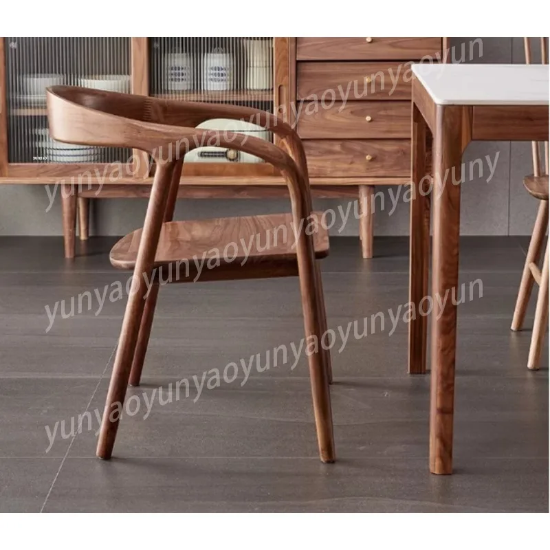 All Wood Armchair, Traditional Mortise and Tenon Dining Chair for Home, Executive Office Guest Chair