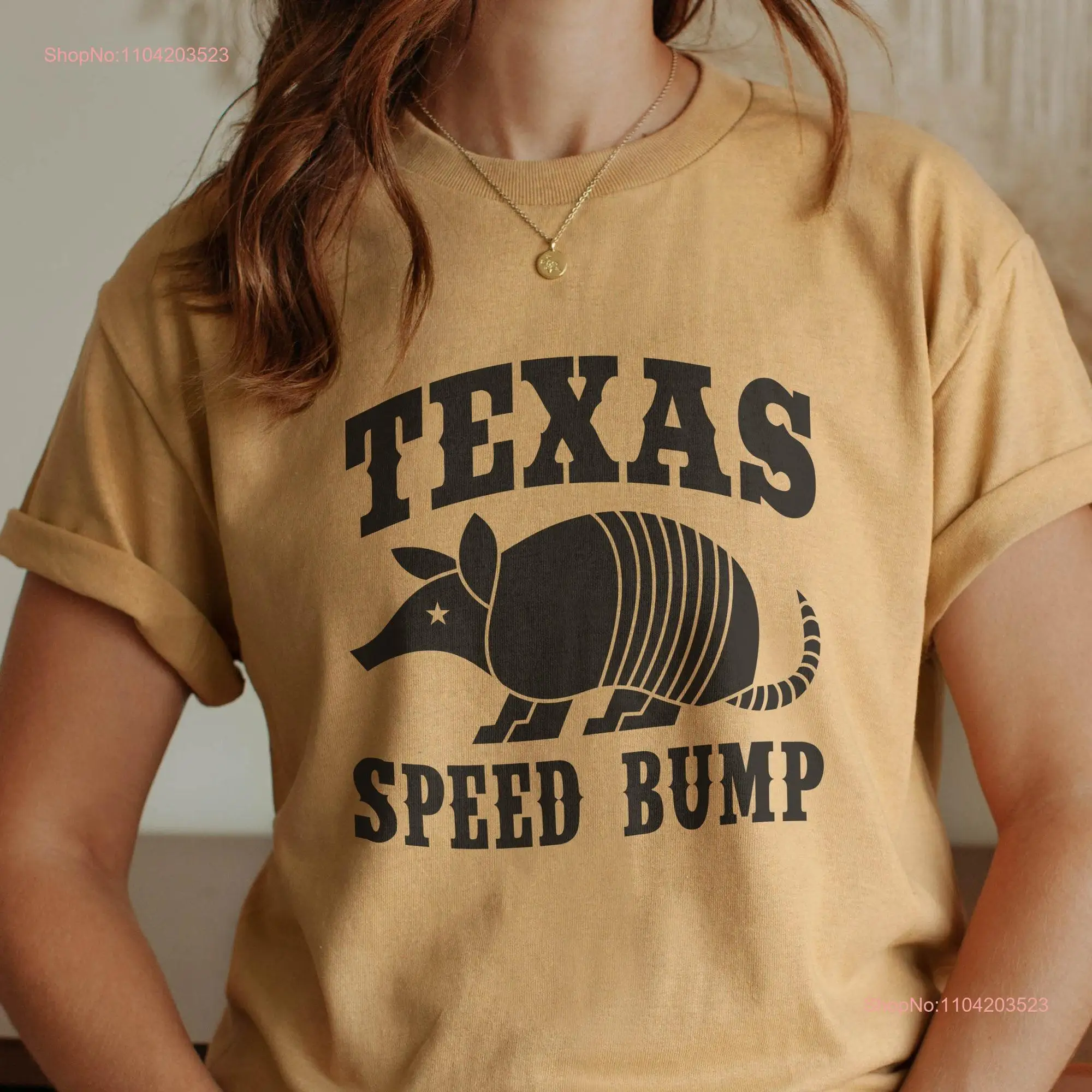 Funny Texas Speed Bump Armadillo T Shirt Humorous Texan Souvenir Silly TX Dillo Lover long or short sleeves