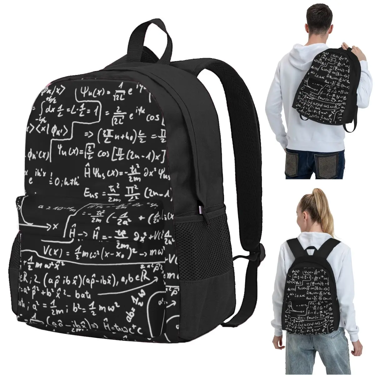 Quantum Physics Formula Backpack Student BookBag Kids School Bag Laptop Shoulder Bags for Men Women