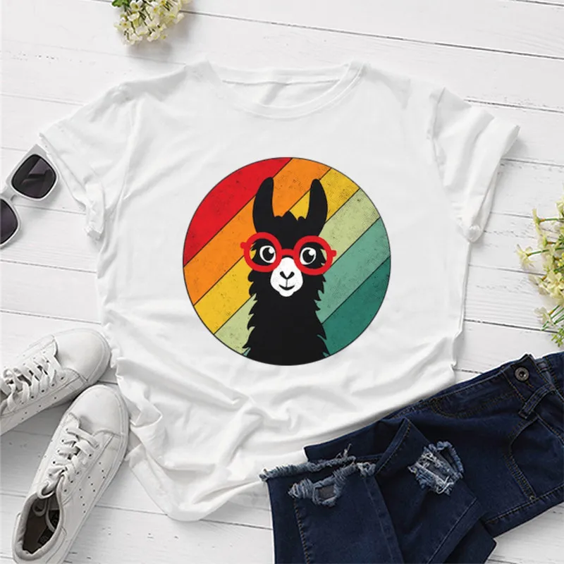 Llama Vintage Retro Alpaca Costume T-Shirt  Llamas Animal Lover Gift  Cute Llama Birthday Party Tee shirts for women  y2k top