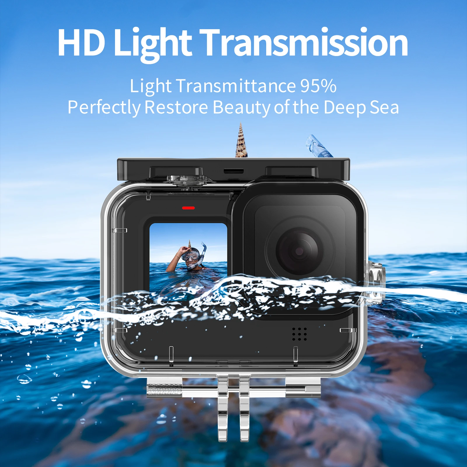 TELESIN 60M Waterproof Case For GoPro Hero 12 11 10 9 Underwater Diving Housing Cover With Dive Filter Action Camera Accessories