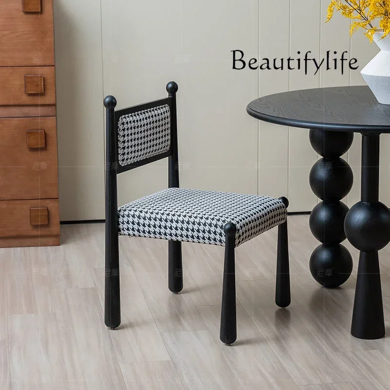 X Design Antique Style Thousand Bird Grid Solid Wood Dining Chair Household Wabi-sabi Wind Armrest Leisure Chair