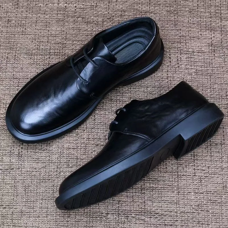 2026 New Business Men Casual Shoes Classic Black Leather Shoes Lace Up Fashion English Work Shoe Non Slip High Quality Men Shoes