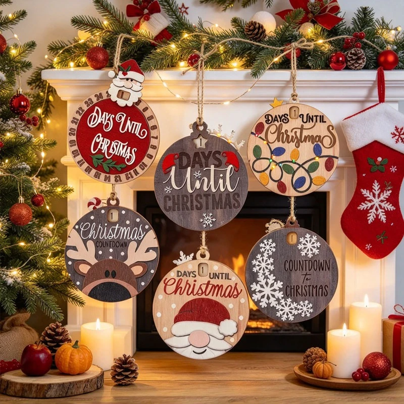 2026 New Christmas Countdown Hanging Ornament Santa Claus Tree Decoration Holiday Party Home Decor for Festive Celebration