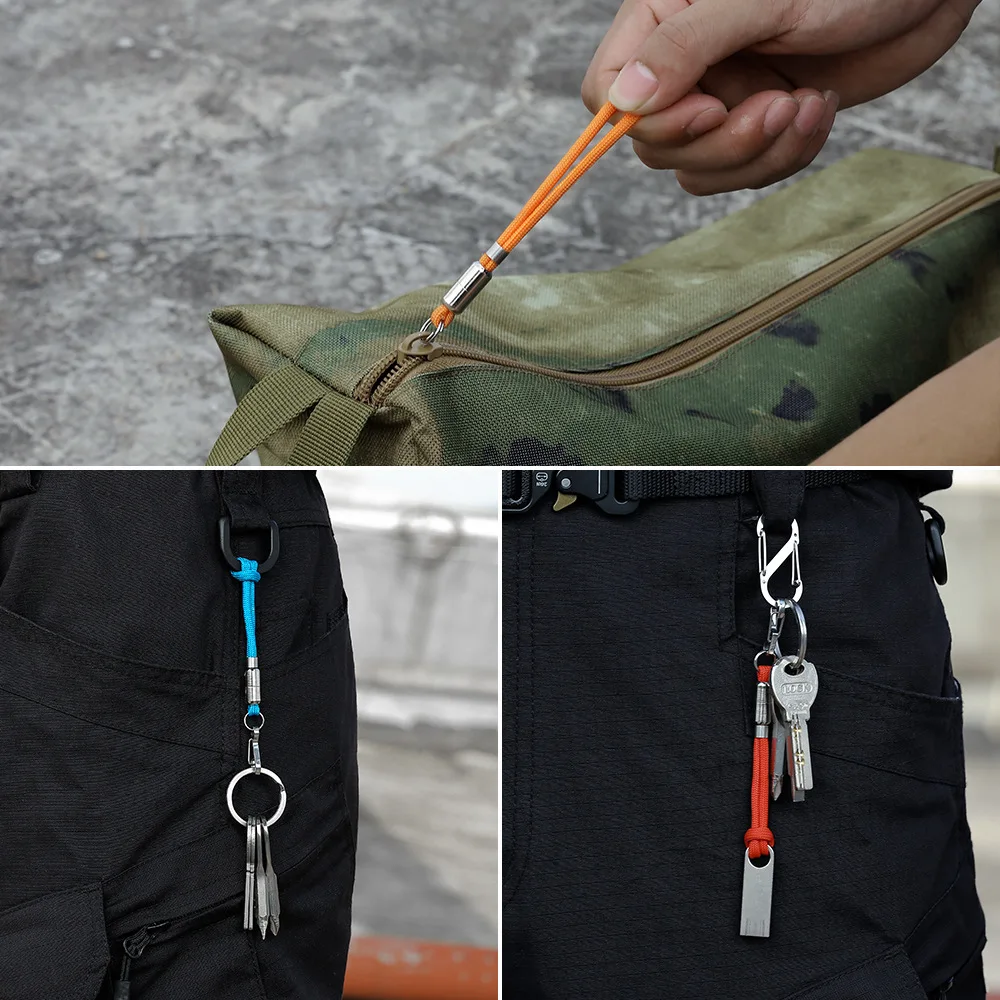 Outdoor Umbrella Rope Camera Anti-lost Lanyard Climb Keychain Tactical Survival Tool Carabiner Hook Cord Backpack Buckle Keyring